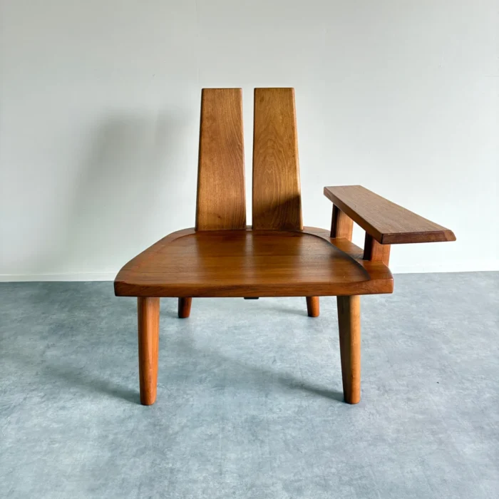 無垢材　ミドルバック　ラウンジチェア(左肘置き)